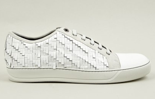 Summer White Luxed-Up Right:  Lanvin White Embroidered Low-Top Sneaker