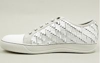 Summer White Luxed-Up Right:  Lanvin White Embroidered Low-Top Sneaker