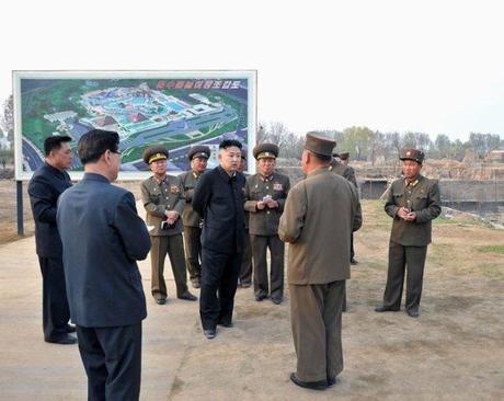 Kim Jong Un tours the construction of the Munsu Wading Pool in Pyongyang in May 2013 (Photo: Rodong Sinmun).