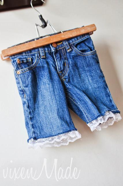 Girls Lace Trimmed Shorts