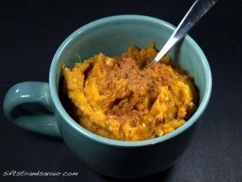 Sweet potato mash is an acquired taste, especially how I make it without the bananas: http://siftstirandsavour.com/2013/04/03/sweet-potato-breakfast-mash-vegan-grain-free-refined-sugar-free-and-wiaw/