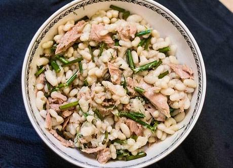 Tuna and Flageolet Bean Salad with Garlic Scapes