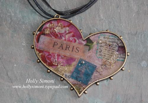 HS Heart Bezel Paris Collage necklace