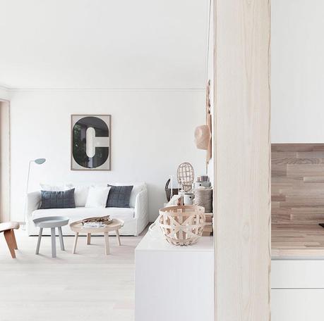 Raw wood and white interiors