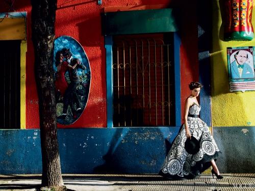 oscar de la renta_daria werbowy embroidered tulle dress, vogue spain mario testino vogue 2006