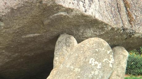 brownshill portal tomb - portal stones supporting capstone - county carlow - ireland