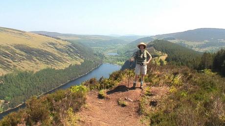 jean stands above upper lake - glendalough - wicklow mountains national park - ireland