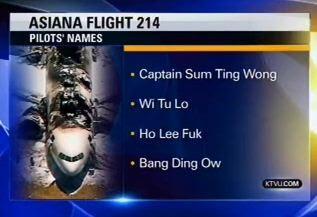 'Sum Ting Wong’ and ‘Ho Lee Fuk’ Reported On Air As Pilots Names Of Crashed Flight: Epic Fail (Video)