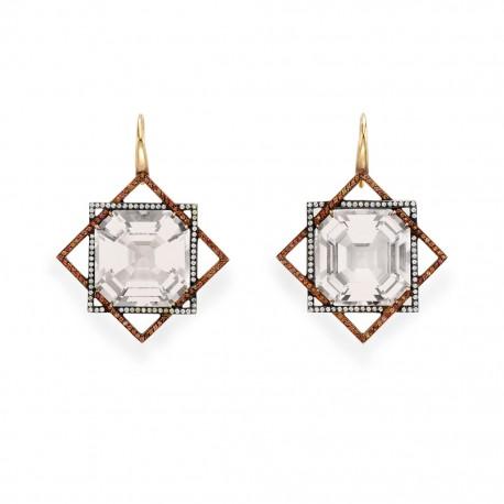 Pair of morganite, orange sapphire and diamond earrings by Taffin