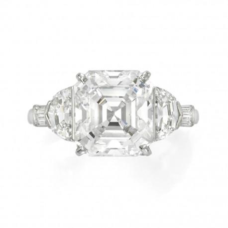 Asscher cut diamond ring, by Raymond Yard