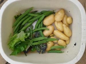 Potatoes, peas and beans from the garden