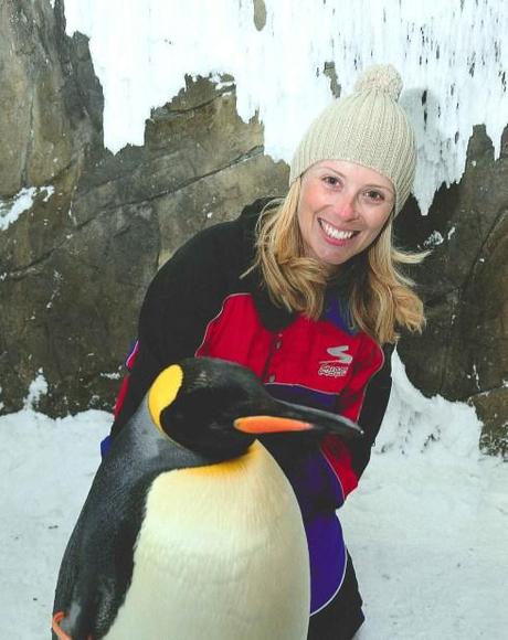 Meeting Squeaky the King Penguin at Ski Dubai in the Mall of the Emirates. 