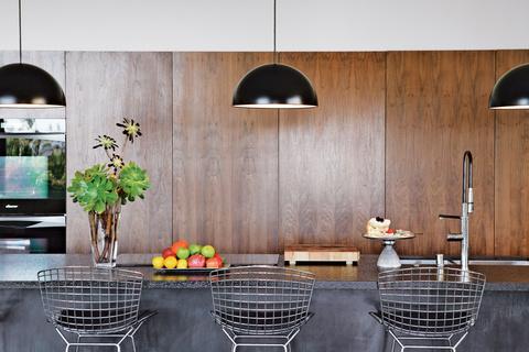 Modern kitchen with custom walnut cabinetry