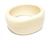 Chunky Ivory Plastic Bracelet - Thick Retro Plastic Vintage Jewelry with Off White Creamy Color and Irregular Shape - RibbonsEdge