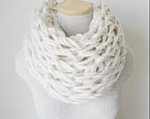 Chunky Knit Cowl - Infinity Scarf in Houston Cream - MegansMenagerie