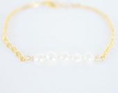 White Freshwater Pearls Gold Plated Dainty Bracelet, Bridal Jewelry, Elegant, Bridesmaids, Women's Fashion - CoolWaterGems