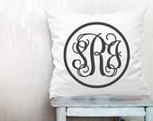 Custom monogrammed pillow decorative throw pillow vine monogram pillow cover white cotton toss letter pillow case 18x18 inches ohtteam - HomeLivingIdeas