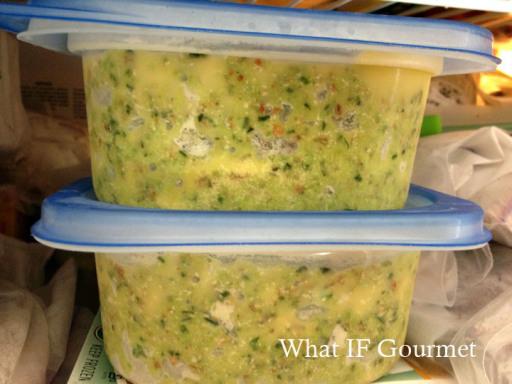 Pesto frozen in 1-cup containers.