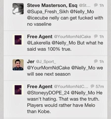 NELLY ANGERS LAKERS FANS