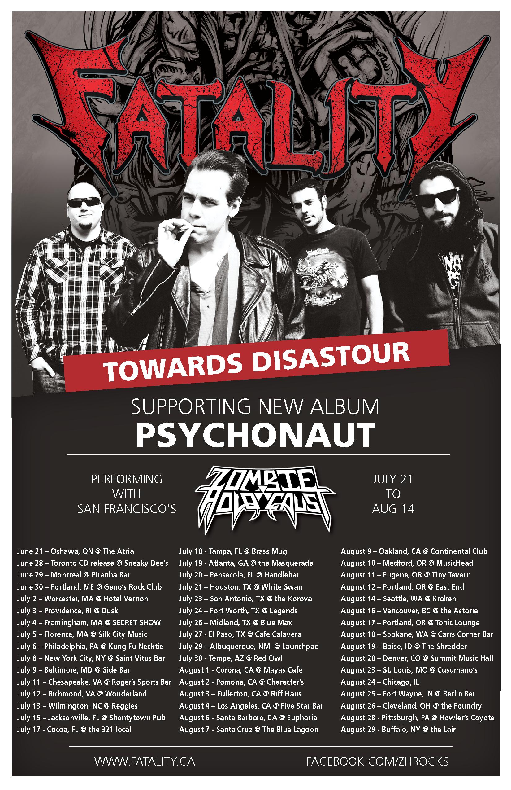 FATALITY Posts Latest North American Tour Diary Part III From USA 'Towards Disastour'; New Album 'Pyschonaut