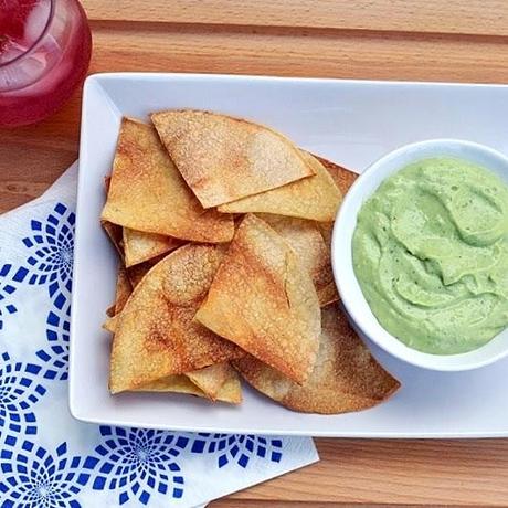 Homemade Tortilla Chips with Creamy Avocado Dip