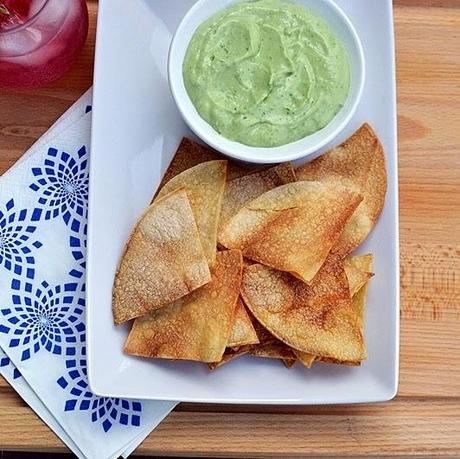 Homemade Tortilla Chips with Creamy Avocado Dip