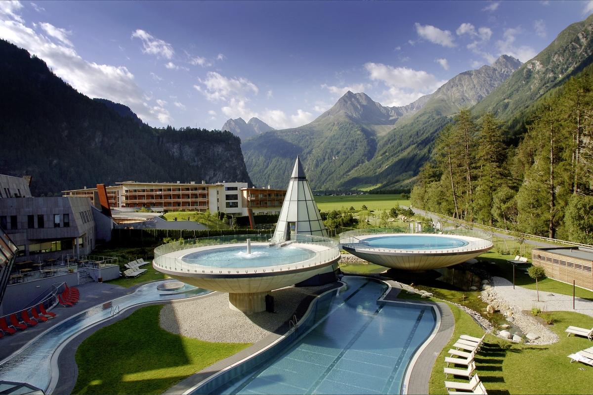 Levitating pools at AQUA DOME in Tyrol, Austria