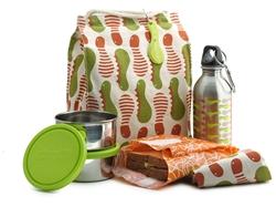 Caterpillar Waste-Free Lunch Kit, BPA-free, kids lunchbox, stainless steel containers, reusable lunch pack, recycled lunch bag, stainless steel water bottle, sandwich wrap, sandwich bag, sandwich wrapper, reusable baggies, eco-friendly kit