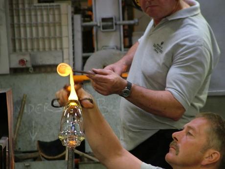 glass blowers work base of crystal vase - house of waterford crystal - waterford - ireland