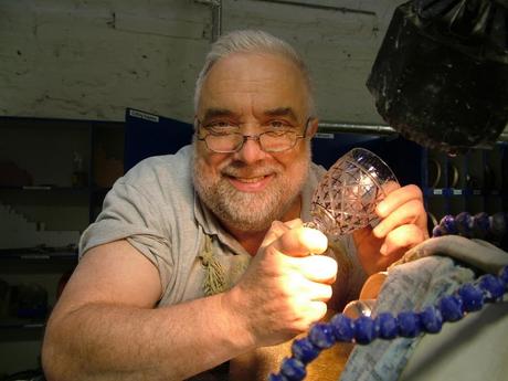 the joy of cutting a crystal goblet - waterford crystal plant - ireland