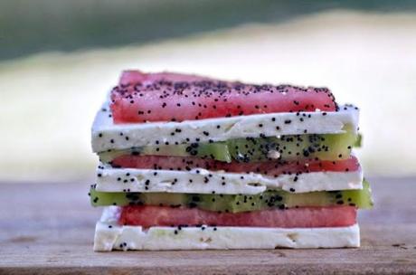 Watermelon Feta and Kiwi Napoleons 002