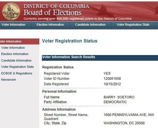 Barry Soetoro registered to vote?