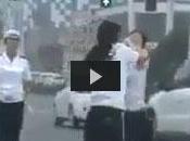 Female Traffic Police Officers Fighting Each Other Road