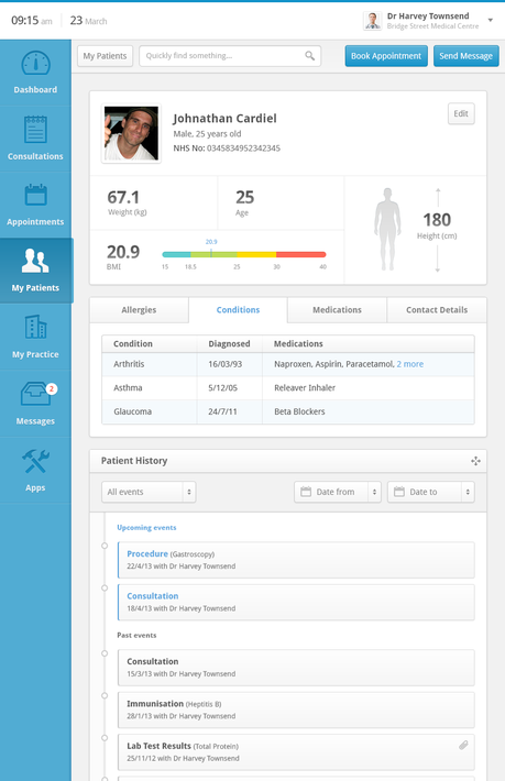 Clinical Dashboard - Patient Record by Andrew Lucas - Stunning Interface Elements From Mobile Apps, Applications & Webpages