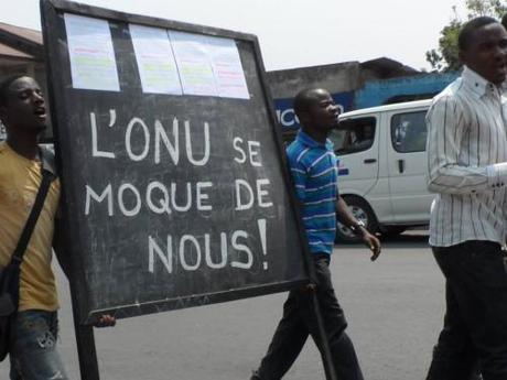 The board that these Congolese protesters in Goma - Eastern Congo reads 