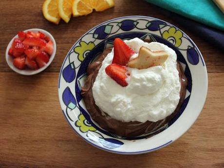 Chocolate Pudding with Strawberries and Orange Blossom Whipped Cream