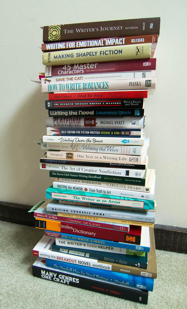 a photo of the writing books that I currently own