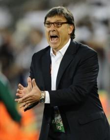 Paraguay's coach Gerardo Martino shouts