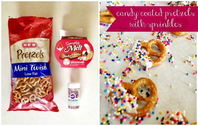 Vanilla Candy Coated Pretzels with Sprinkles