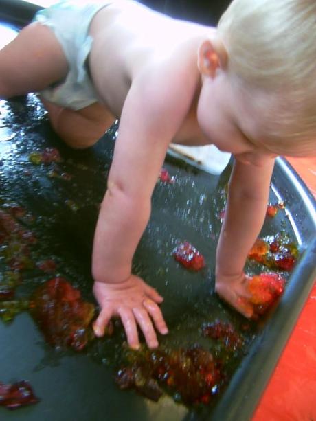 Jelly and chocolate messy play