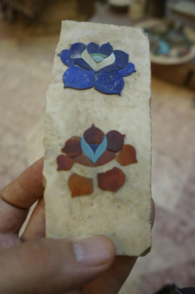 Flowers ready to be set into marble