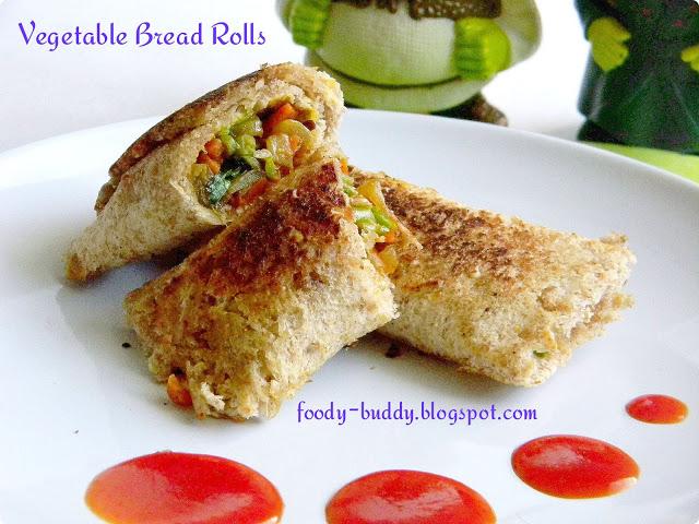 Vegetable Bread Roll / Veggie Bread Rolls - Indian Snack Recipe