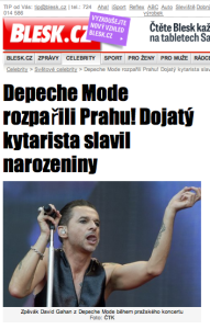 A review of Depeche Mode in the Czech publication Blesk.