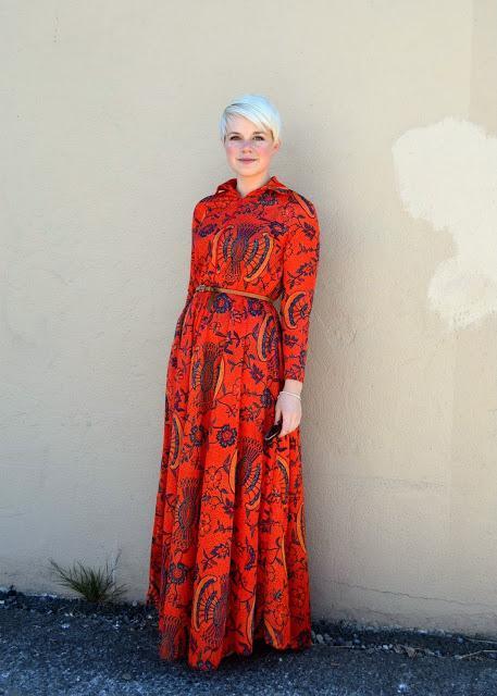 maxi dress, summer 2013, in style, red, short hair, blonde, fleur d'elise, seattle, street style, fashion, oasap