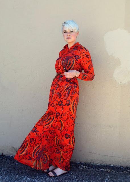 maxi dress, summer 2013, in style, red, short hair, blonde, fleur d'elise, seattle, street style, fashion, oasap