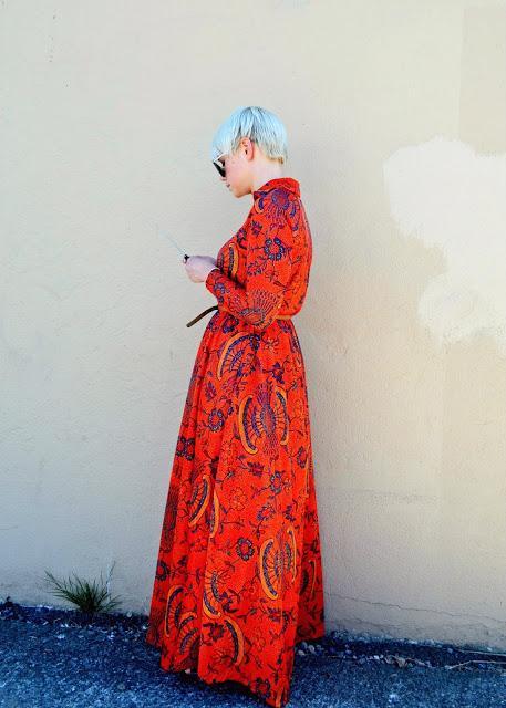 maxi dress, summer 2013, in style, red, short hair, blonde, fleur d'elise, seattle, street style, fashion, oasap