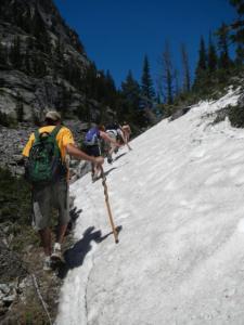 June 8th, and we're hiking through snow. Good thing  Keegan has that awesome walking staff. 