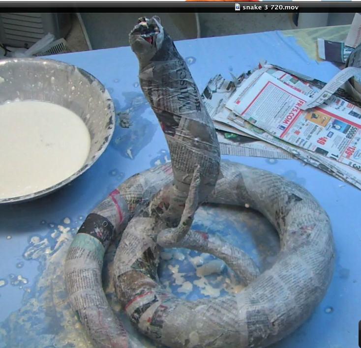 Paper Mache Naga- Dragon Queen of Snakes, mache