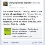 “The Perks of Being a Wallflower”‘s Stephen Chbosky Will be at Changing Hands Bookstore!