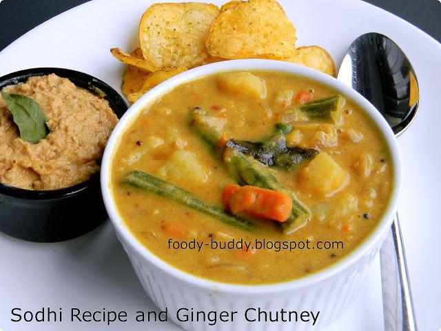 Tirunelveli Sodhi Recipe and Ginger Chutney
